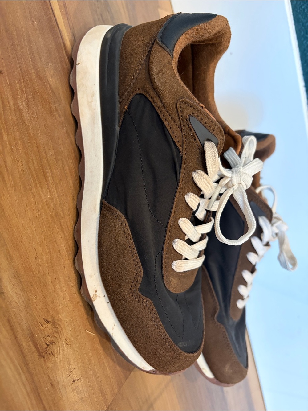 Amazon Women's Brown and Black Suede Nylon Sneakers